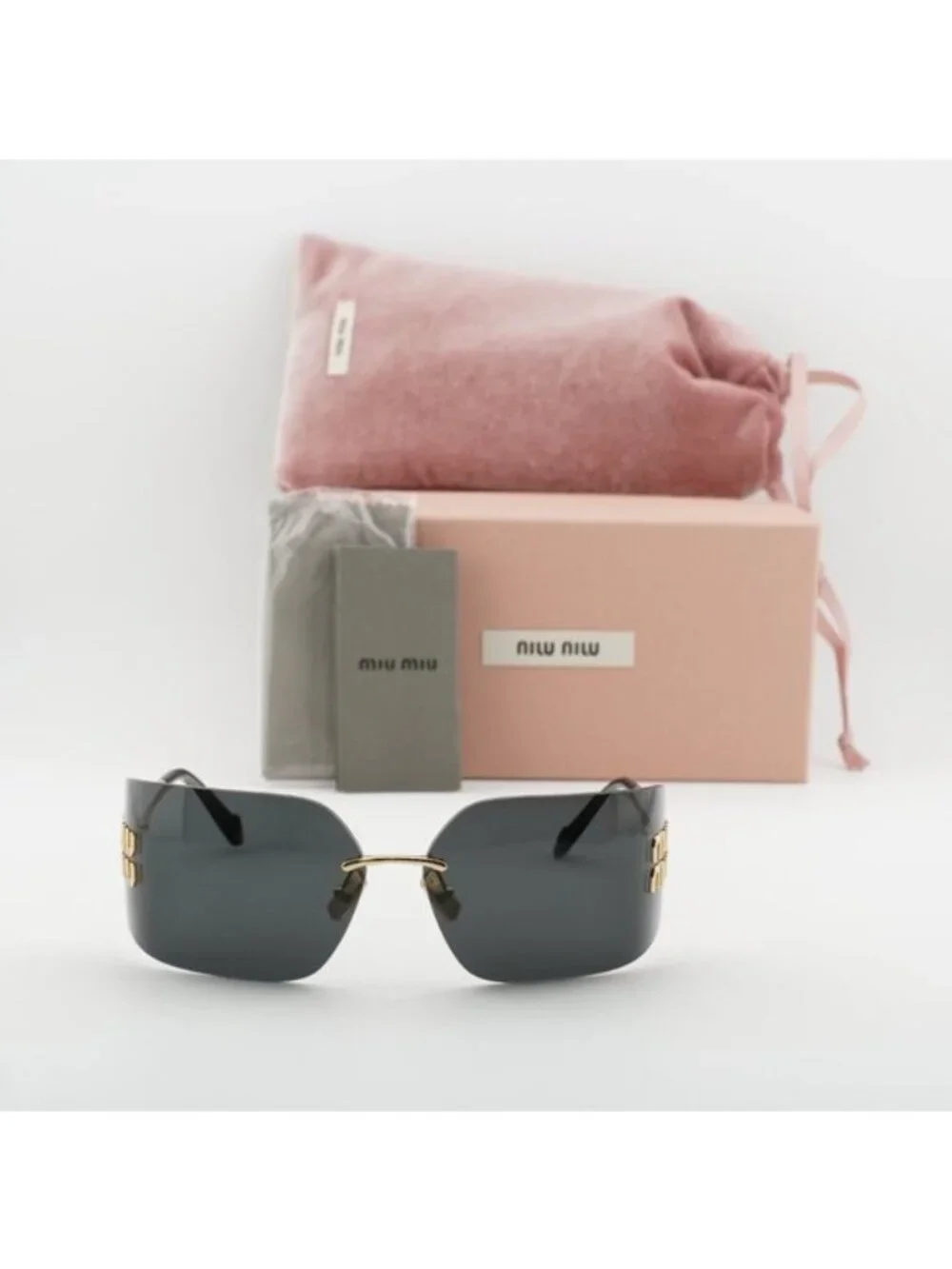 Miu Miu MU54YS 5AK5S0 Geometric Sunglasses - Gold/Dark Grey